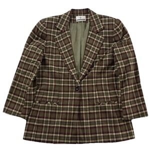 VTG AC Concepts Jacket Size 6‎ Made in USA Plaid Wool Blend Blazer Style A515833